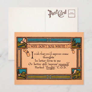 Vintage-Postkarte 'Warum schreibst du nicht?' Postkarte