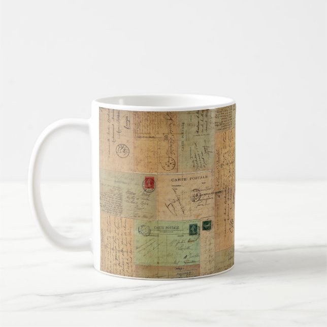 Vintage Postkarten-Collage Kaffeetasse (Links)