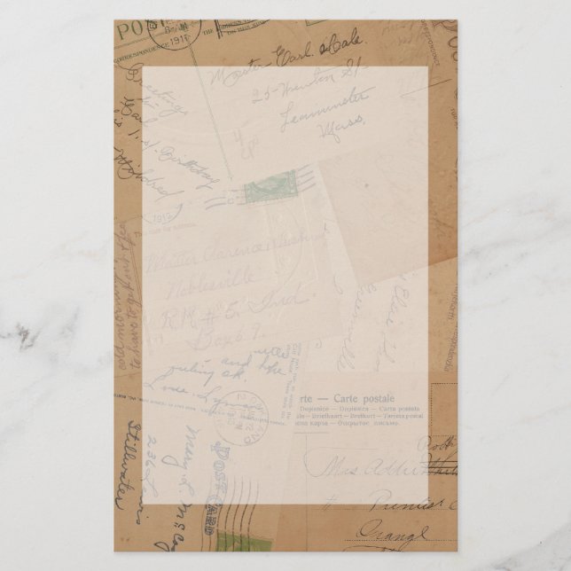 Vintage Postkarten-Collage stationär Briefpapier (Vorderseite)