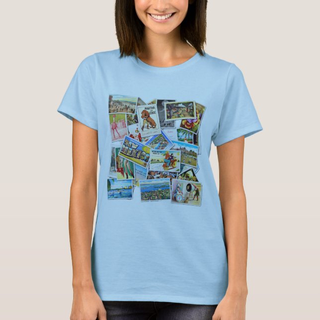 Vintage Postkarten-Collage T-Shirt (Vorderseite)
