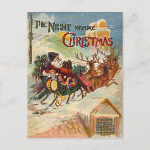 Vintage Postkarten des Santa Claus Reindeer Sleigh