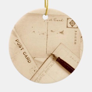 Vintage Postkarten Keramikornament