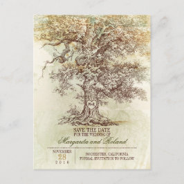 Vintage Postkarten mit Eichenbaum Save the Date