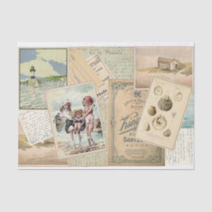 Vintage-Postkarten-Strandcollage Seidenpapier