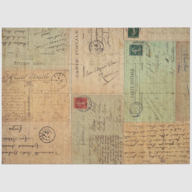 Vintage Postkartenabholung Seidenpapier (Vorderseite)