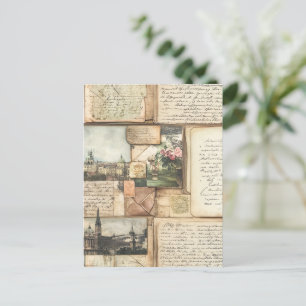 Vintage PostkartenCollage mit europäischen Briefen Postkarte