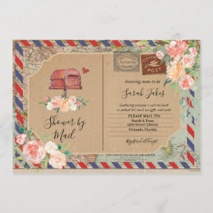 Vintage Postkartendusche von Mail Baby Shower Einladung