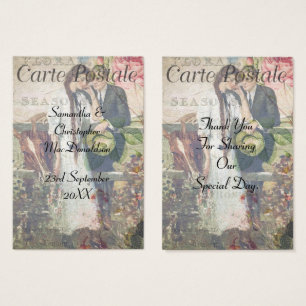 Vintage Postkartenhochzeit danke