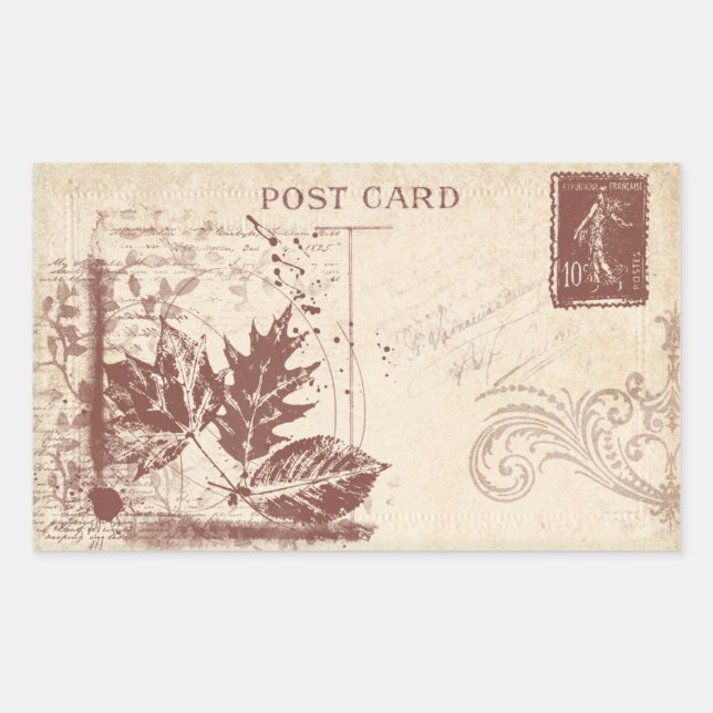 Vintage Postkartenverkleidung Rechteckiger Aufkleber (Vorderseite)