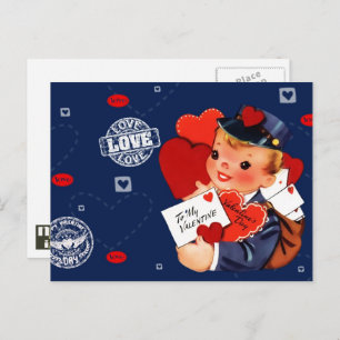 Vintage Postman Valentinstag Postkarten