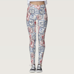 Vintage-Poststempel-Collage-Muster (2) Leggings
