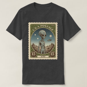 Vintage-Postwertzeichen-Alien T-Shirt
