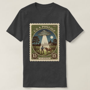 Vintage-Postwertzeichen-UFO T-Shirt