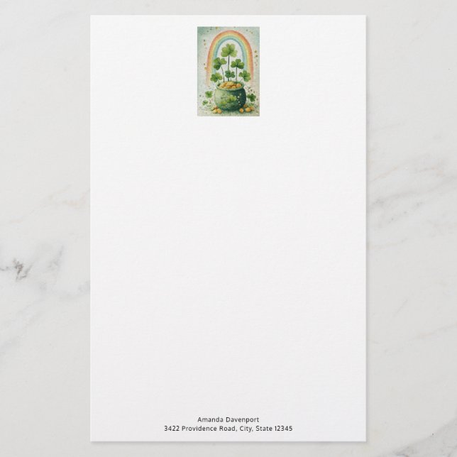 Vintage Pot of Gold and Rainbow Briefpapier (Vorderseite)