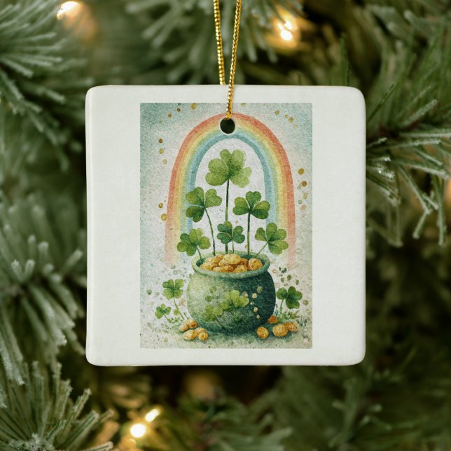Vintage Pot of Gold and Rainbow Keramikornament (Baum)