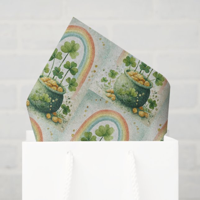 Vintage Pot of Gold and Rainbow Pattern Seidenpapier (Geschenktüte)