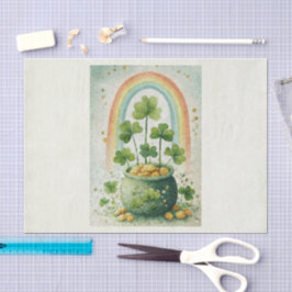 Vintage Pot of Gold and Rainbow Seidenpapier