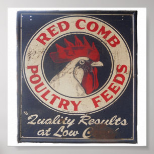 Vintage Poultry Feeds Sign Poster