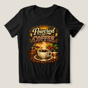 Vintage Powered by Coffee – Retro-Caffee-Liebhaber Tri-Blend Shirt
