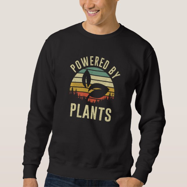 Vintage Powered Plants Vegetarian By Vegan Diet Sweatshirt (Vorderseite)