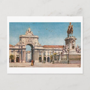 Vintage Praca do Comercio in Lissabon, Portugal Postkarte