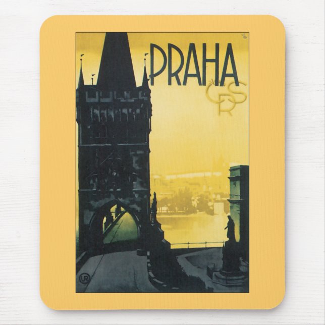 Vintage Prag (Praha) Poster Mousepad (Vorne)
