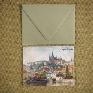 Vintage Prag Tschechien Aquarellmalerei Postkarte