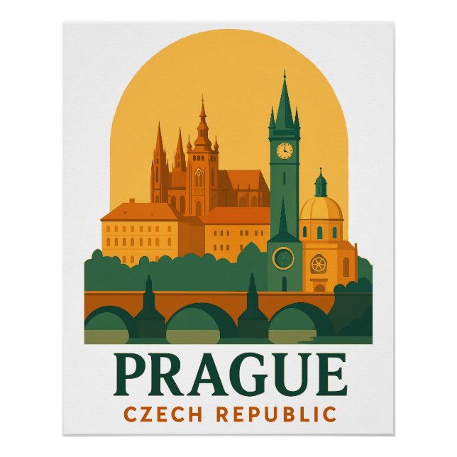 Vintage Prag Tschechien Reise Retro Poster  (Vorderseite)