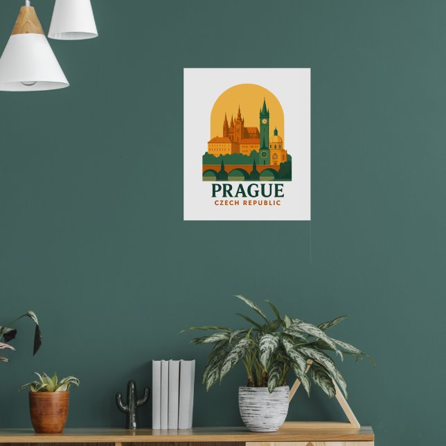 Vintage Prag Tschechien Reise Retro Poster  (Wohnzimmer 1)