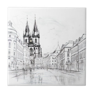 Vintage Prager Keramik Tile Fliese