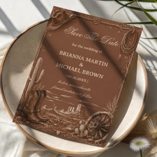 Vintage Prairie Frontier Rustikal Westlich Save The Date