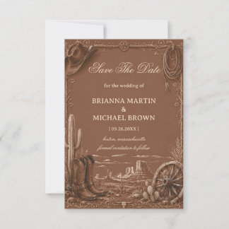 Vintage Prairie Frontier Rustikal Westlich Save The Date