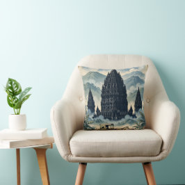 Vintage Prambanan Hindu-Tempel Java Indonesien Kissen