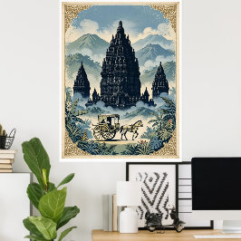 Vintage Prambanan Hindu-Tempel Java Indonesien Poster