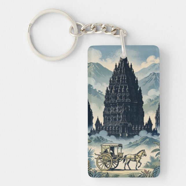 Vintage Prambanan Hindu-Tempel Java Indonesien Schlüsselanhänger (Vorderseite)