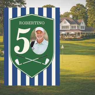 Vintage Preppy Golfer Blau Foto 50. Geburtstag Einladung