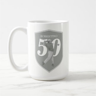 Vintage Preppy Golfer Grau Weiß 50. Geburtstag Kaffeetasse