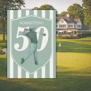 Vintage Preppy Golfer Grün Weiß 50. Geburtstag Einladung