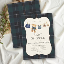 Vintage Preppy Karo Wäscheleine Jungen-Baby-Party