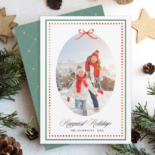Vintage Preppy rotes Schleife HAPPIEST HOLIDAYS Fo Feiertagskarte