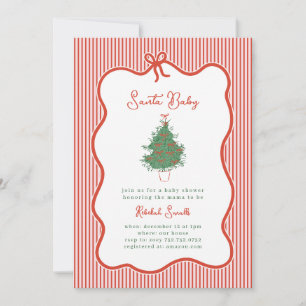 Vintage-preppy-Schleifen-Santa-Baby-Shower-Einladu Einladung
