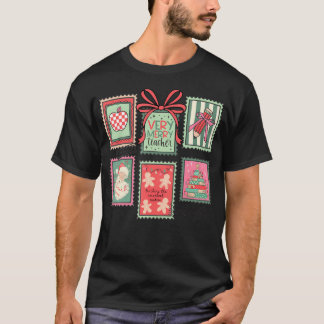 Vintage Preppy Sehr Fröhlicher Lehrer Santa Stempe T-Shirt