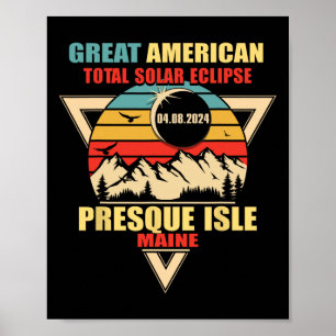 Vintage Presque Isle Maine Totale Sonnenfinsternis Poster