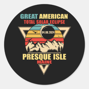 Vintage Presque Isle Maine Totale Sonnenfinsternis Runder Aufkleber