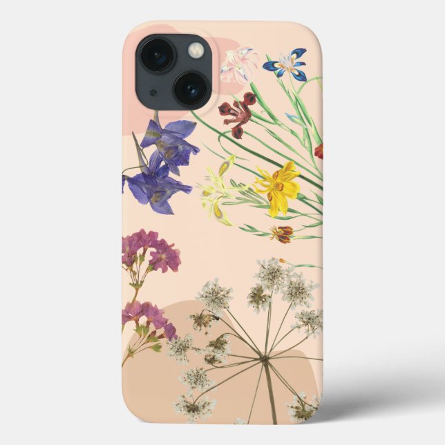 'Vintage Pressed Wildflower Boho' iPhone 13 Hülle (Rückseite)