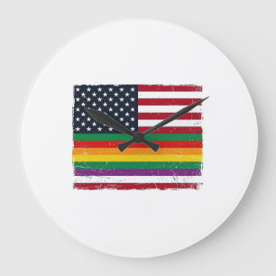 Vintage Pride-Flagge Distressed Vector-Shirt-Desig Große Wanduhr