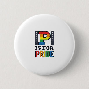 Vintage Pride Letter P Regenbogen-Shirt Design_1 Button