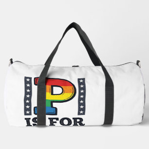 Vintage Pride Letter P Regenbogen-Shirt Design_1 Duffle Bag