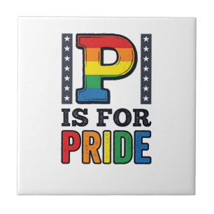 Vintage Pride Letter P Regenbogen-Shirt Design_1 Fliese