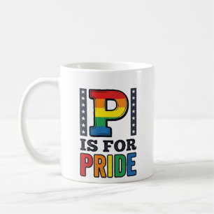 Vintage Pride Letter P Regenbogen-Shirt Design_1 Kaffeetasse